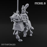 Lance And Sword Charging Human Knight on Horseback B Miniature for Dungeons and Dragons, Pathfinder or other TTRPGs