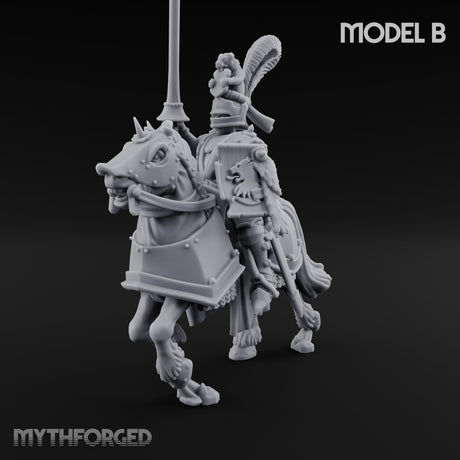 Lance And Sword Charging Human Knight on Horseback B Miniature for Dungeons and Dragons, Pathfinder or other TTRPGs