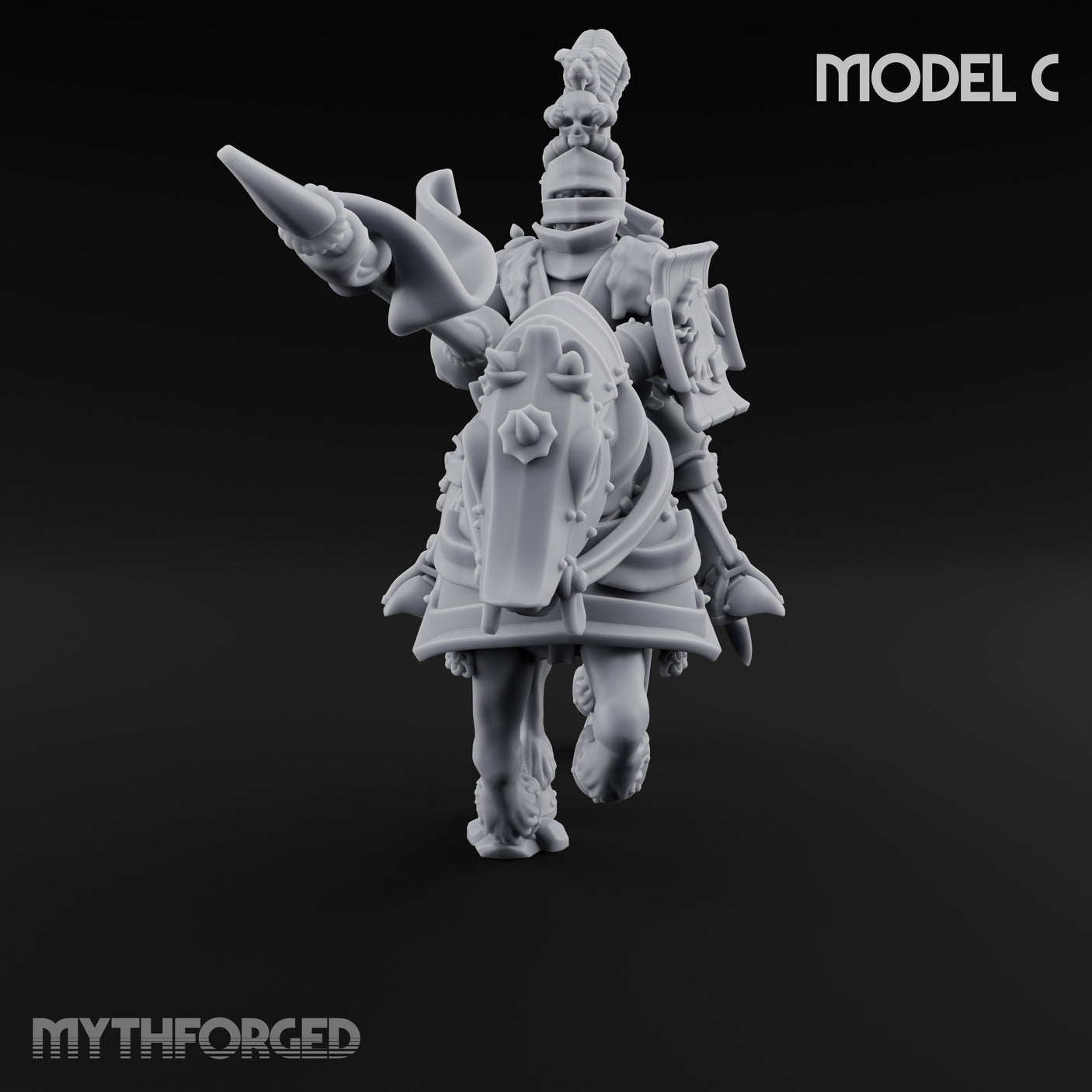 Lance And Sword Charging Human Knight on Horseback C Miniature for Dungeons and Dragons, Pathfinder or other TTRPGs