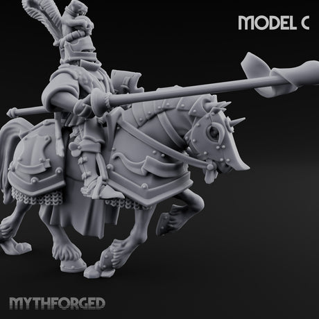 Lance And Sword Charging Human Knight on Horseback C Miniature for Dungeons and Dragons, Pathfinder or other TTRPGs