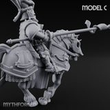 Lance And Sword Charging Human Knight on Horseback C Miniature for Dungeons and Dragons, Pathfinder or other TTRPGs