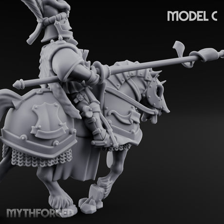 Lance And Sword Charging Human Knight on Horseback C Miniature for Dungeons and Dragons, Pathfinder or other TTRPGs