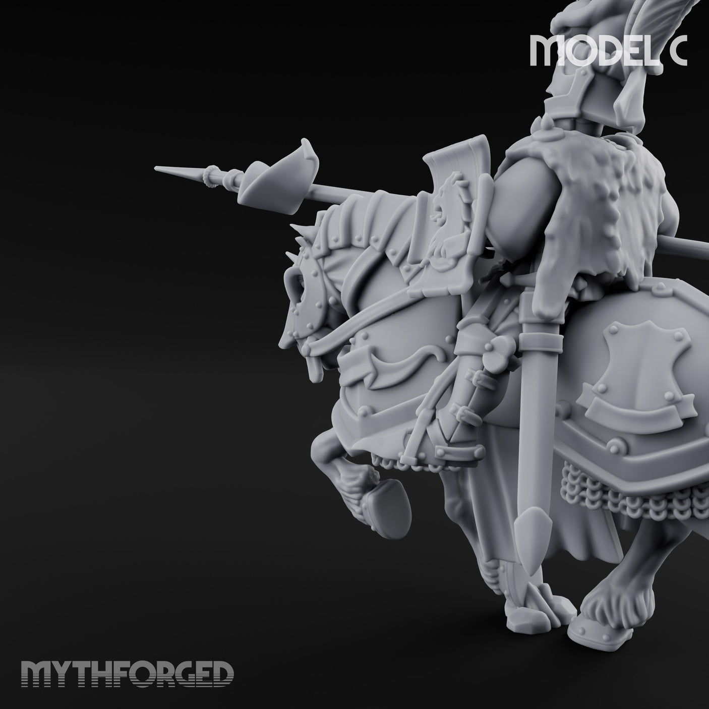 Lance And Sword Charging Human Knight on Horseback C Miniature for Dungeons and Dragons, Pathfinder or other TTRPGs