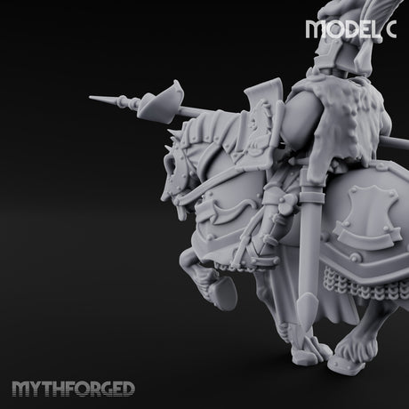 Lance And Sword Charging Human Knight on Horseback C Miniature for Dungeons and Dragons, Pathfinder or other TTRPGs