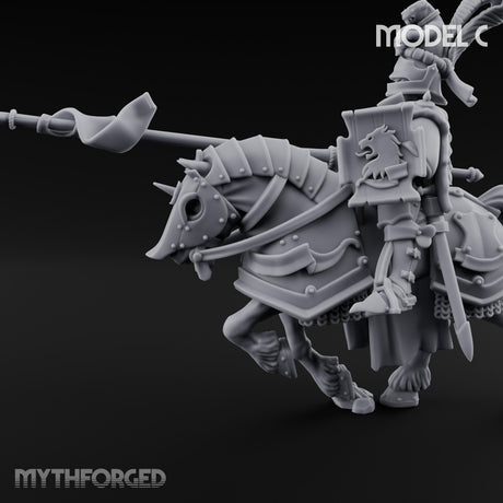 Lance And Sword Charging Human Knight on Horseback C Miniature for Dungeons and Dragons, Pathfinder or other TTRPGs