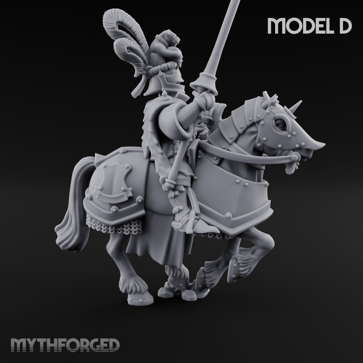 Lance And Sword Charging Human Knight on Horseback D Miniature for Dungeons and Dragons, Pathfinder or other TTRPGs