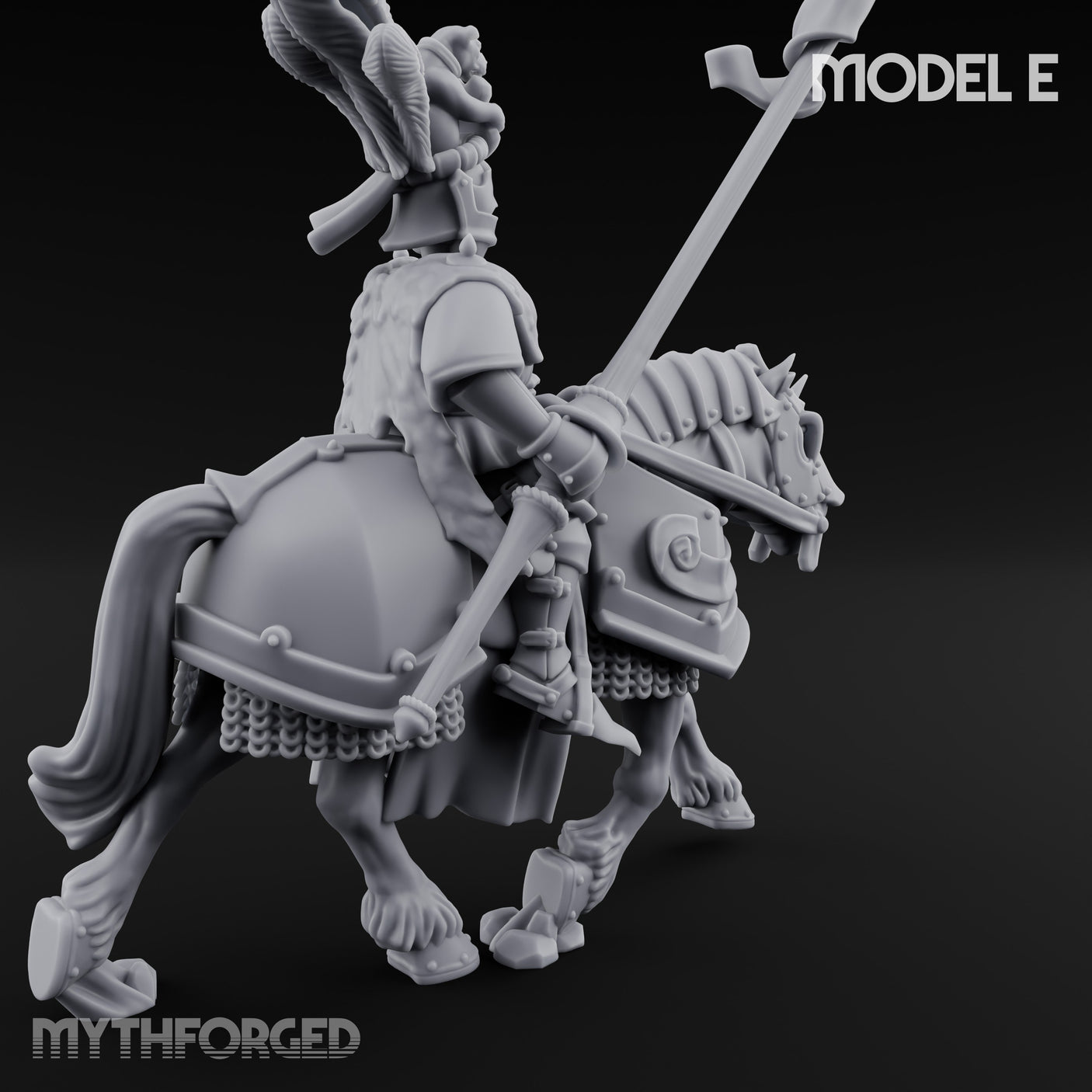 Lance And Sword Charging Human Knight on Horseback E Miniature for Dungeons and Dragons, Pathfinder or other TTRPGs