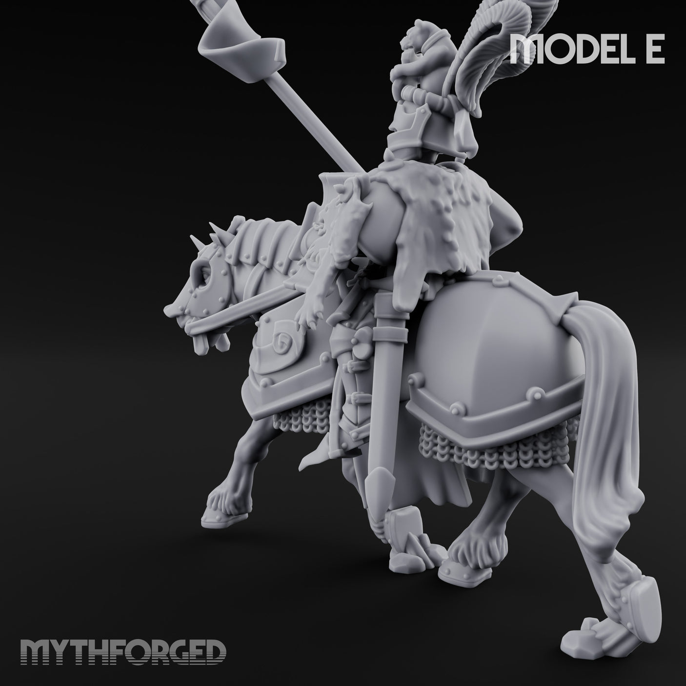 Lance And Sword Charging Human Knight on Horseback E Miniature for Dungeons and Dragons, Pathfinder or other TTRPGs