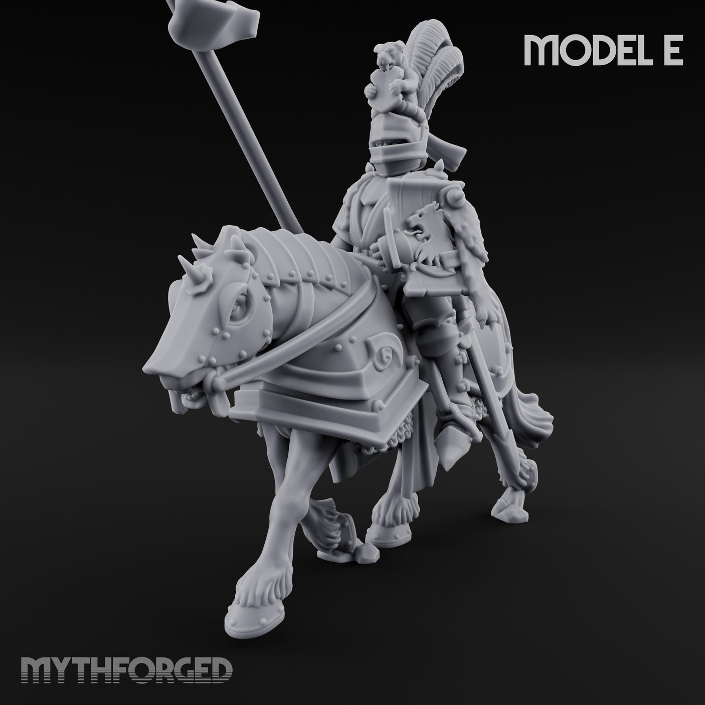 Lance And Sword Charging Human Knight on Horseback E Miniature for Dungeons and Dragons, Pathfinder or other TTRPGs