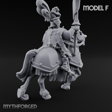 Lance And Sword Charging Human Knight on Horseback F Miniature for Dungeons and Dragons, Pathfinder or other TTRPGs