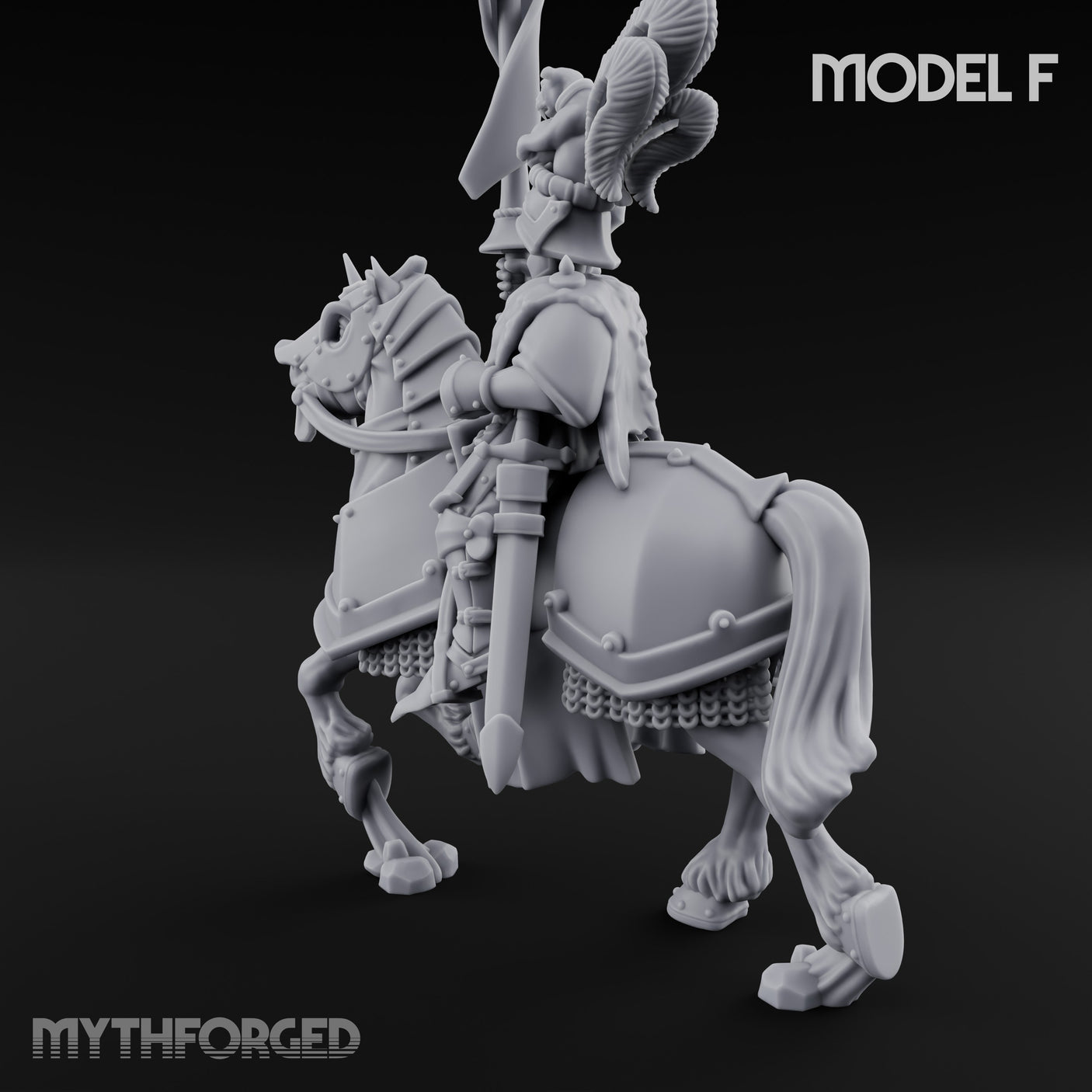 Lance And Sword Charging Human Knight on Horseback F Miniature for Dungeons and Dragons, Pathfinder or other TTRPGs