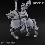 Lance And Sword Charging Human Knight on Horseback F Miniature for Dungeons and Dragons, Pathfinder or other TTRPGs