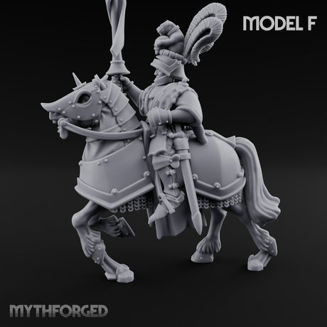 Lance And Sword Charging Human Knight on Horseback F Miniature for Dungeons and Dragons, Pathfinder or other TTRPGs