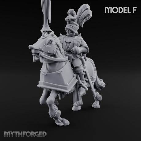 Lance And Sword Charging Human Knight on Horseback F Miniature for Dungeons and Dragons, Pathfinder or other TTRPGs