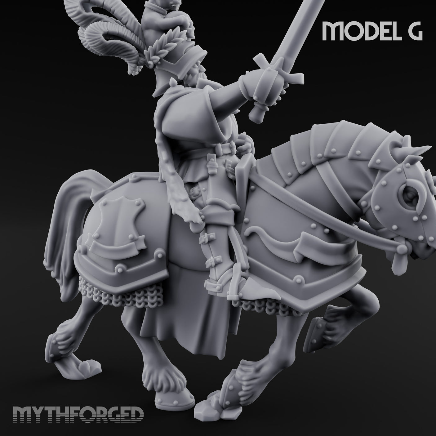 Lance And Sword Charging Human Knight on Horseback G Miniature for Dungeons and Dragons, Pathfinder or other TTRPGs