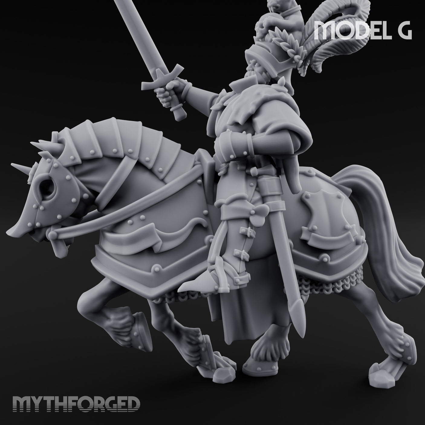 Lance And Sword Charging Human Knight on Horseback G Miniature for Dungeons and Dragons, Pathfinder or other TTRPGs