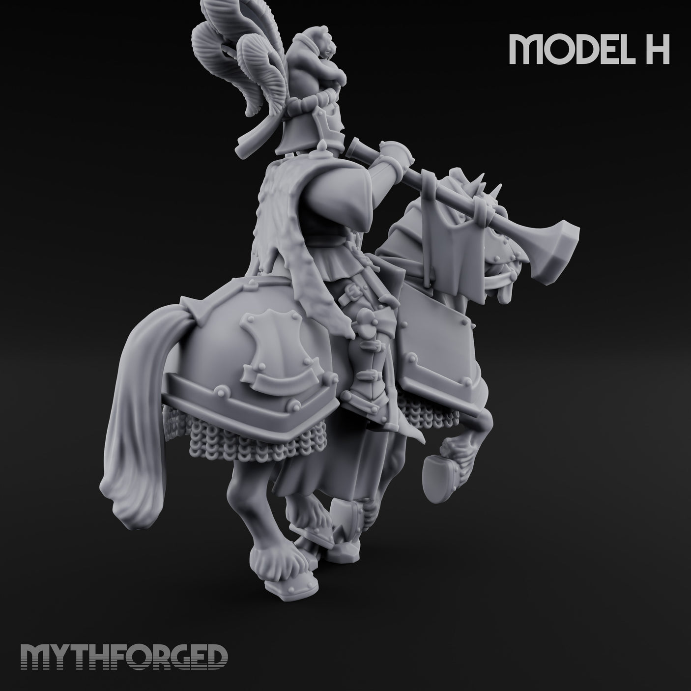 Lance And Sword Charging Human Knight on Horseback H Miniature for Dungeons and Dragons, Pathfinder or other TTRPGs