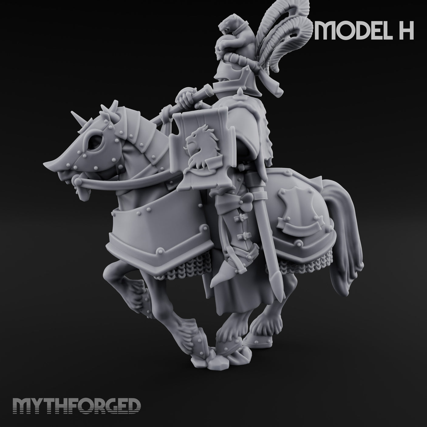 Lance And Sword Charging Human Knight on Horseback H Miniature for Dungeons and Dragons, Pathfinder or other TTRPGs