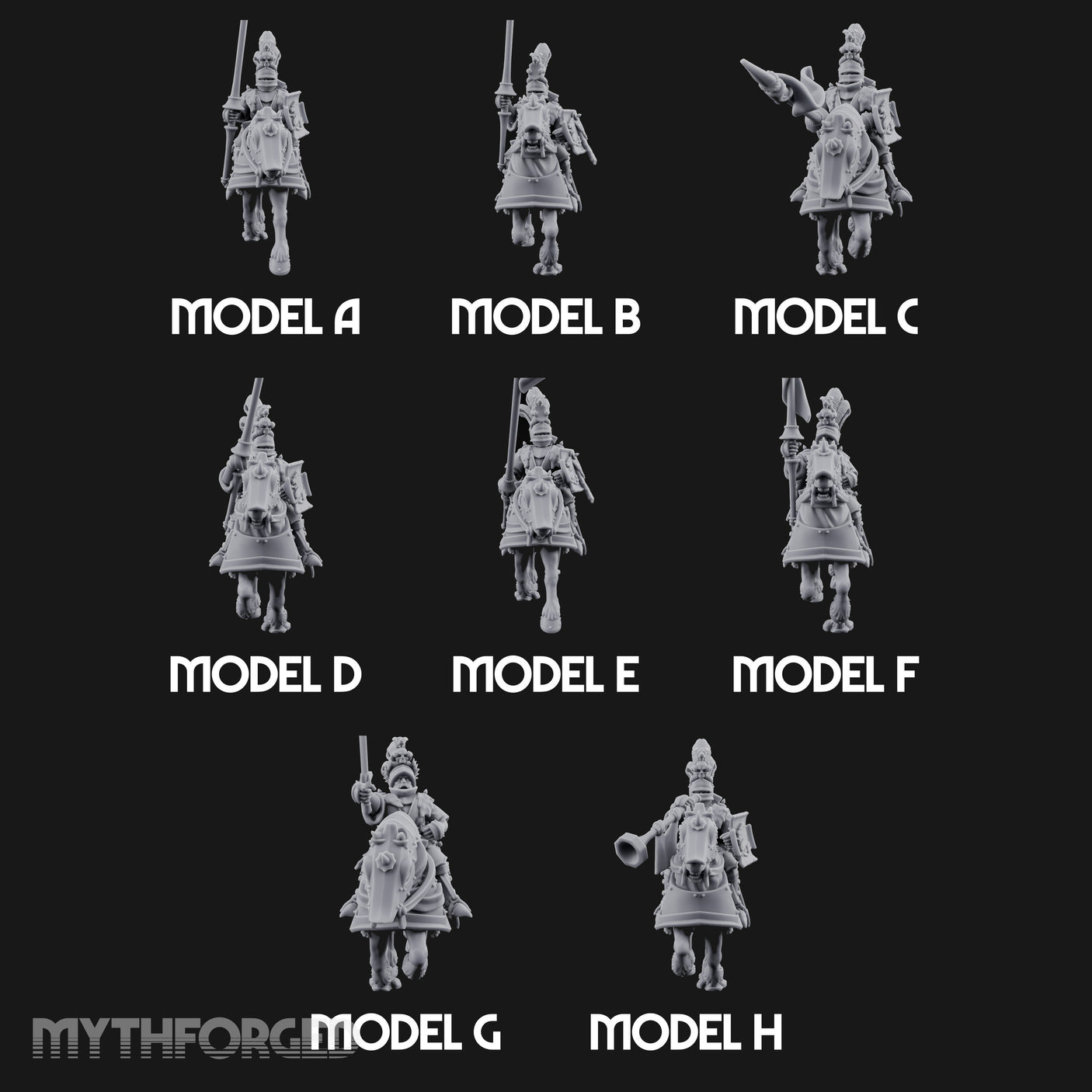 Lance And Sword Charging Human Knights on Horseback Miniature for Dungeons and Dragons, Pathfinder or other TTRPGs
