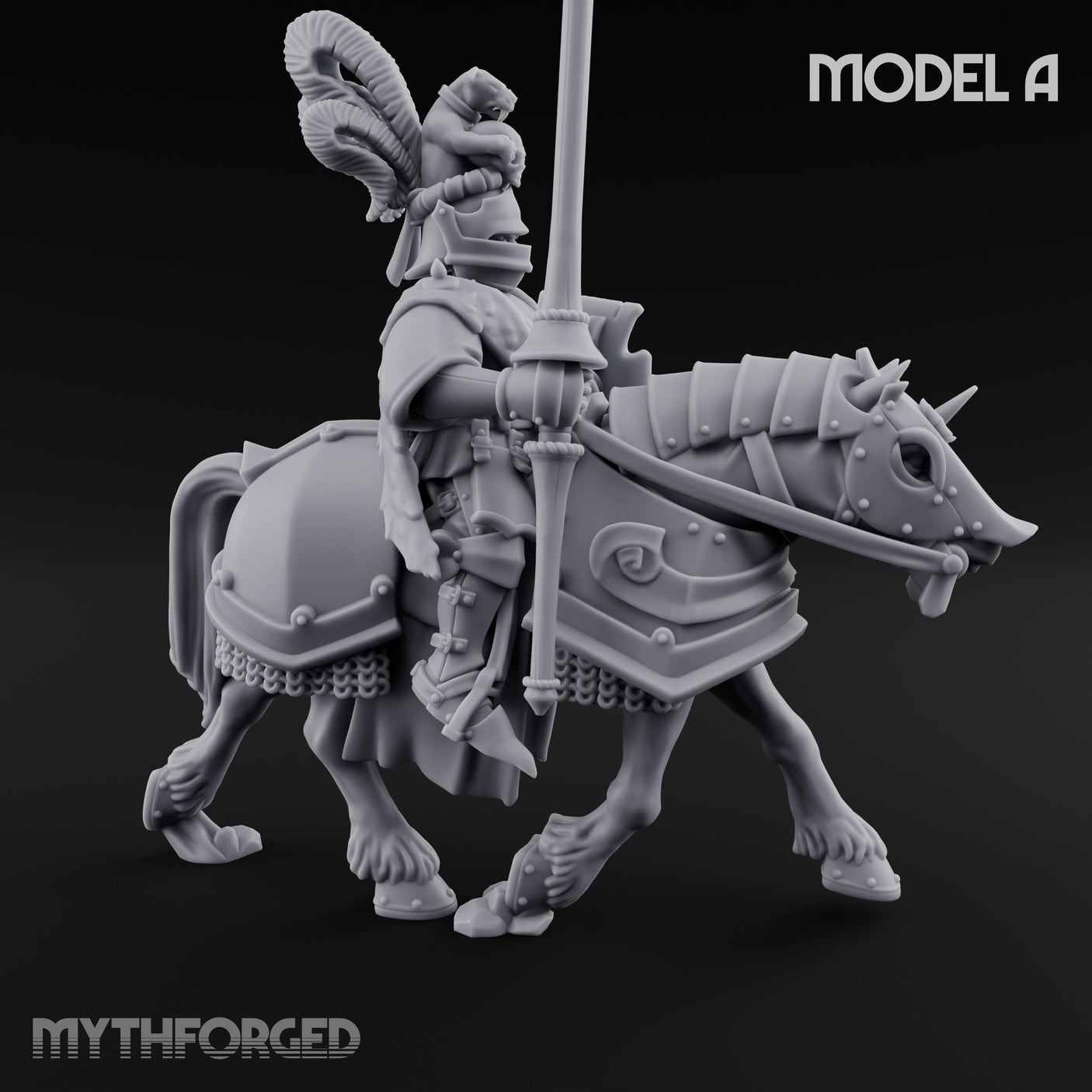 Lance And Sword Charging Human Knights on Horseback Miniature for Dungeons and Dragons, Pathfinder or other TTRPGs
