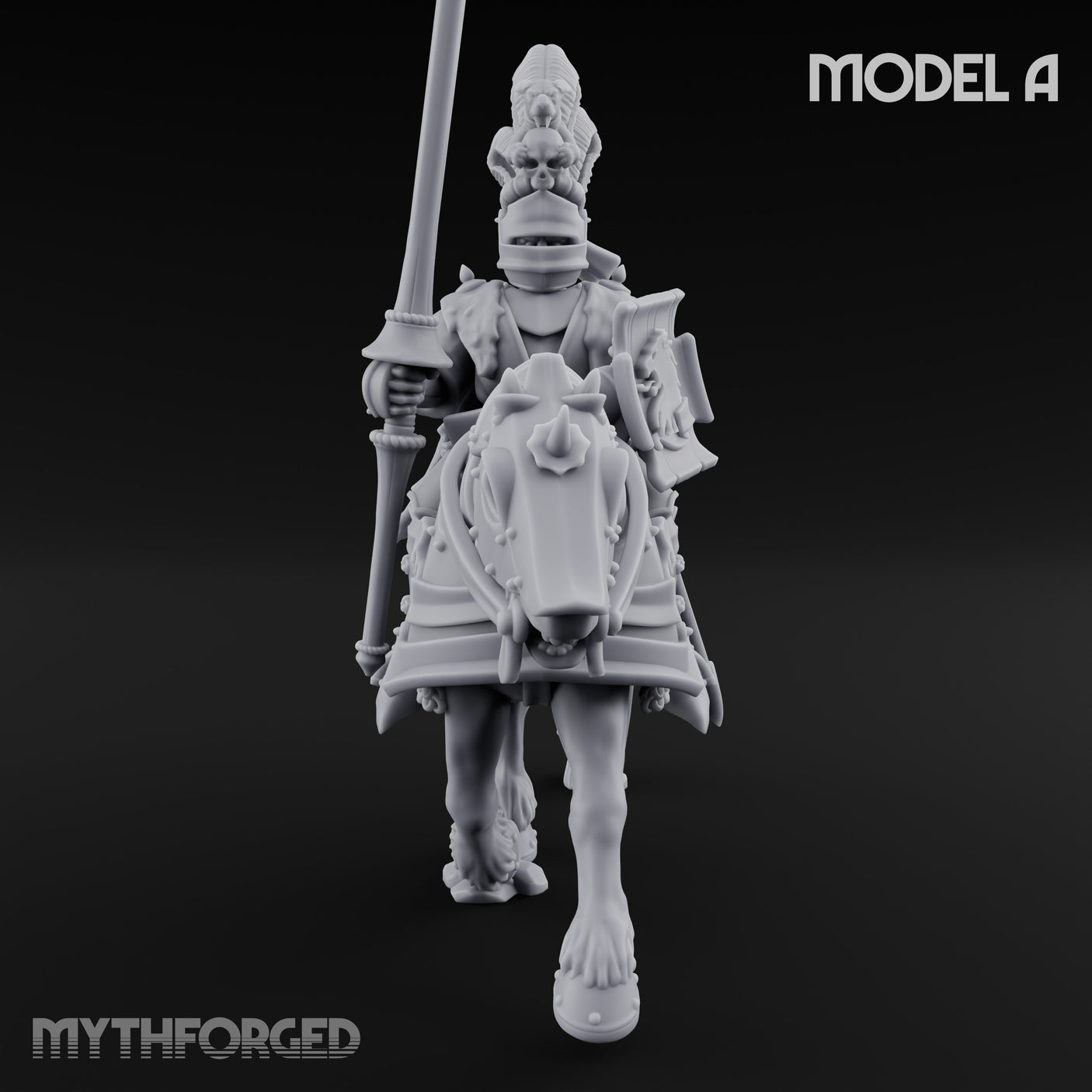 Lance And Sword Charging Human Knights on Horseback Miniature for Dungeons and Dragons, Pathfinder or other TTRPGs