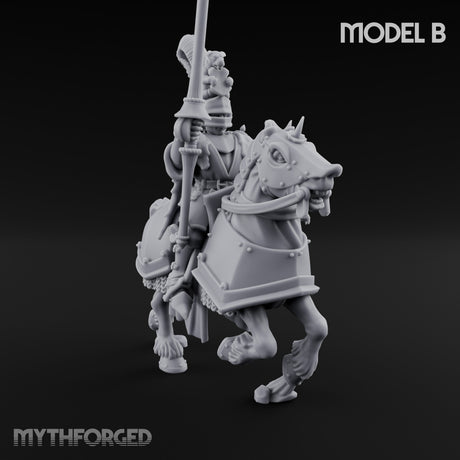 Lance And Sword Charging Human Knights on Horseback Miniature for Dungeons and Dragons, Pathfinder or other TTRPGs