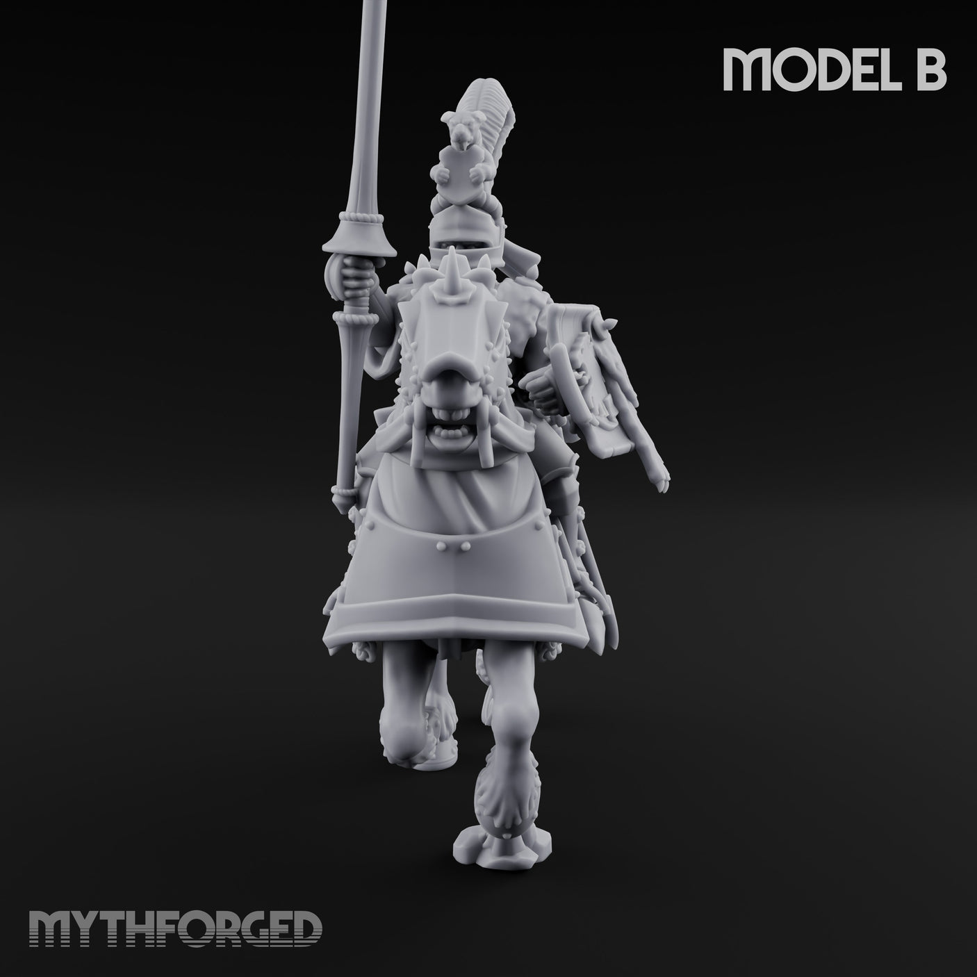 Lance And Sword Charging Human Knights on Horseback Miniature for Dungeons and Dragons, Pathfinder or other TTRPGs