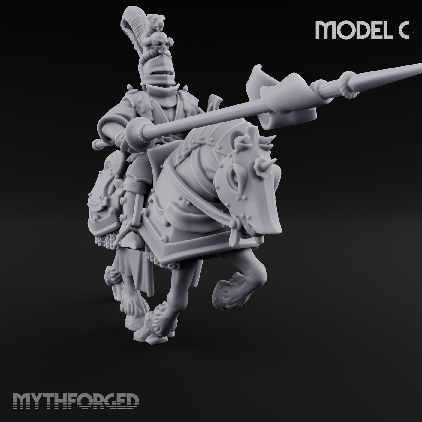 Lance And Sword Charging Human Knights on Horseback Miniature for Dungeons and Dragons, Pathfinder or other TTRPGs
