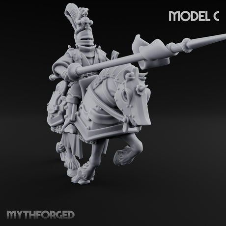 Lance And Sword Charging Human Knights on Horseback Miniature for Dungeons and Dragons, Pathfinder or other TTRPGs