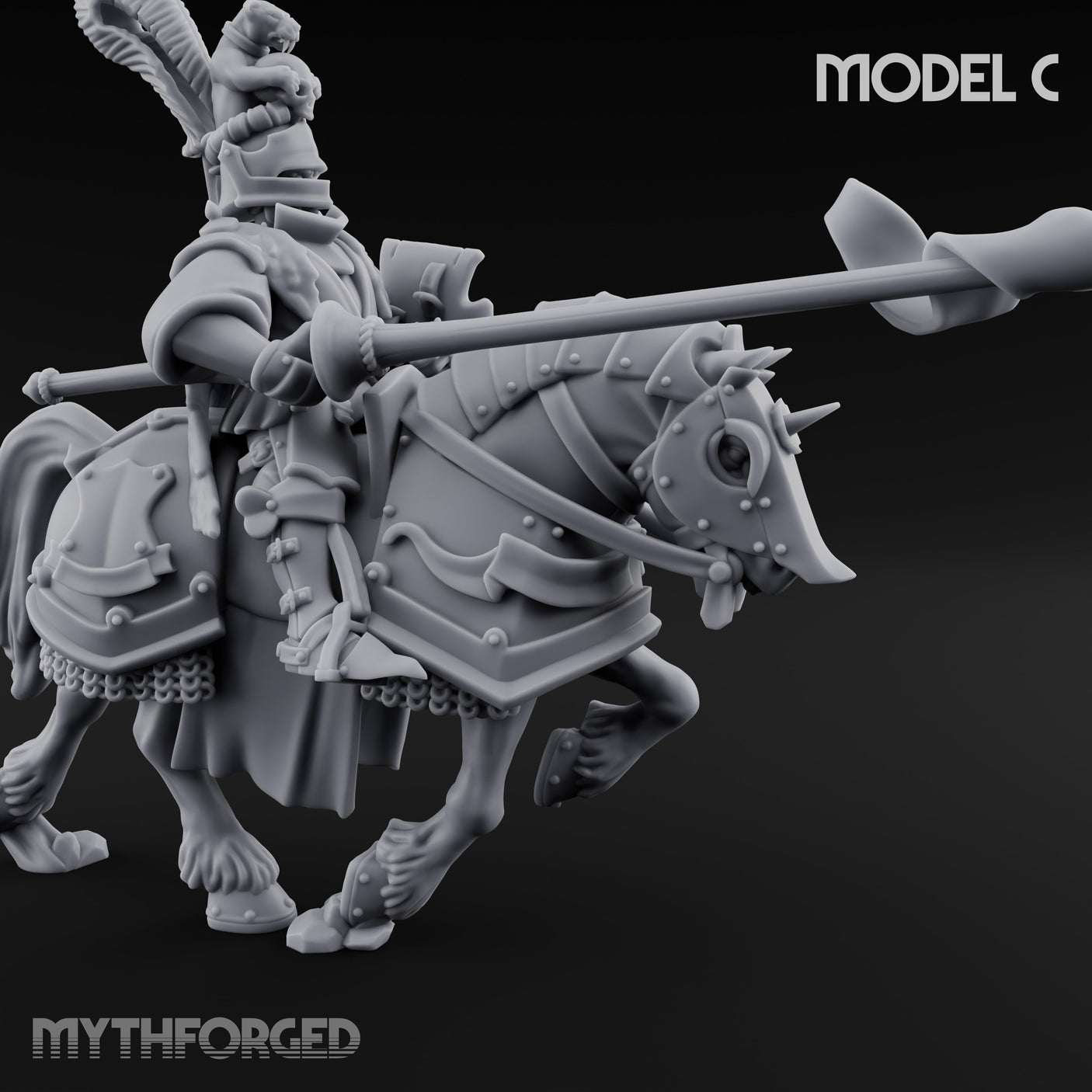 Lance And Sword Charging Human Knights on Horseback Miniature for Dungeons and Dragons, Pathfinder or other TTRPGs