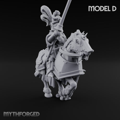 Lance And Sword Charging Human Knights on Horseback Miniature for Dungeons and Dragons, Pathfinder or other TTRPGs