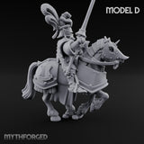 Lance And Sword Charging Human Knights on Horseback Miniature for Dungeons and Dragons, Pathfinder or other TTRPGs