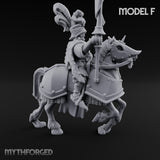 Lance And Sword Charging Human Knights on Horseback Miniature for Dungeons and Dragons, Pathfinder or other TTRPGs
