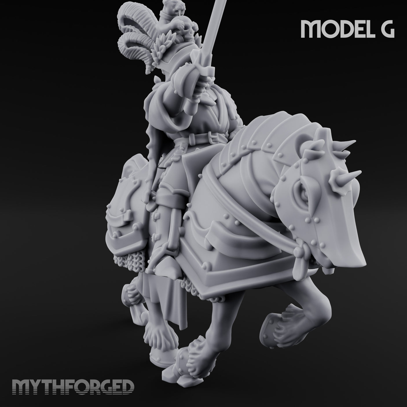 Lance And Sword Charging Human Knights on Horseback Miniature for Dungeons and Dragons, Pathfinder or other TTRPGs