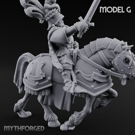 Lance And Sword Charging Human Knights on Horseback Miniature for Dungeons and Dragons, Pathfinder or other TTRPGs