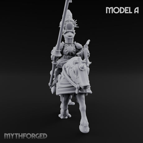 Lance Bearing Plumed Helmed Human Knight on Horseback A Miniature for Dungeons and Dragons, Pathfinder or other TTRPGs