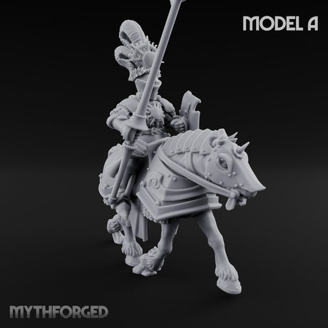Lance Bearing Plumed Helmed Human Knight on Horseback A Miniature for Dungeons and Dragons, Pathfinder or other TTRPGs