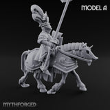 Lance Bearing Plumed Helmed Human Knight on Horseback A Miniature for Dungeons and Dragons, Pathfinder or other TTRPGs