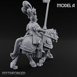 Lance Bearing Plumed Helmed Human Knight on Horseback A Miniature for Dungeons and Dragons, Pathfinder or other TTRPGs