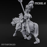 Lance Bearing Plumed Helmed Human Knight on Horseback A Miniature for Dungeons and Dragons, Pathfinder or other TTRPGs