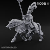 Lance Bearing Plumed Helmed Human Knight on Horseback A Miniature for Dungeons and Dragons, Pathfinder or other TTRPGs