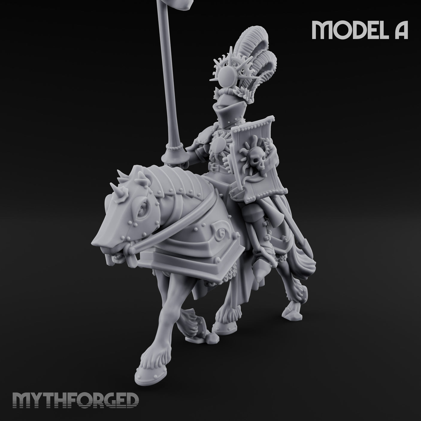 Lance Bearing Plumed Helmed Human Knight on Horseback A Miniature for Dungeons and Dragons, Pathfinder or other TTRPGs