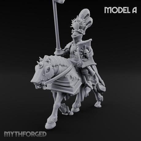 Lance Bearing Plumed Helmed Human Knight on Horseback A Miniature for Dungeons and Dragons, Pathfinder or other TTRPGs