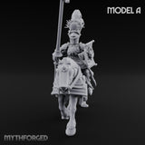 Lance Bearing Plumed Helmed Human Knight on Horseback A Miniature for Dungeons and Dragons, Pathfinder or other TTRPGs