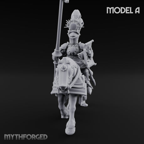 Lance Bearing Plumed Helmed Human Knight on Horseback A Miniature for Dungeons and Dragons, Pathfinder or other TTRPGs
