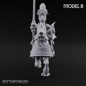 Lance Bearing Plumed Helmed Human Knight on Horseback B Miniature for Dungeons and Dragons, Pathfinder or other TTRPGs