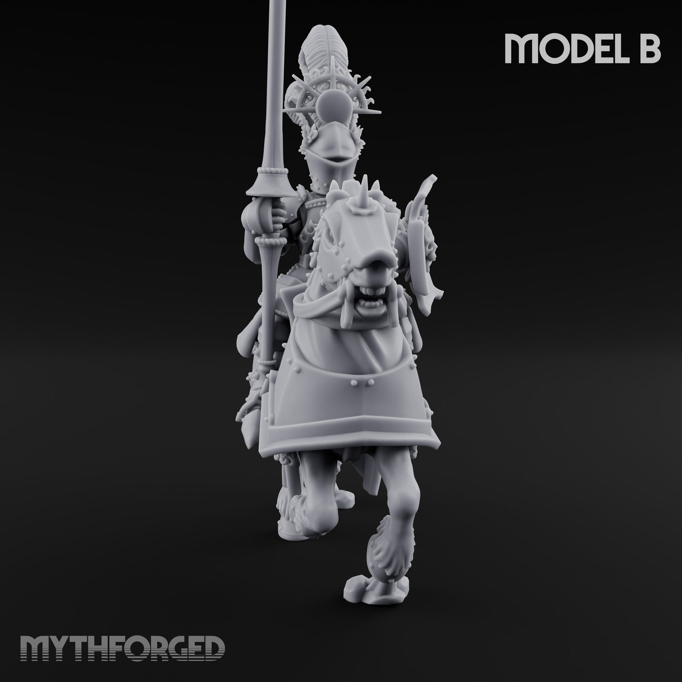 Lance Bearing Plumed Helmed Human Knight on Horseback B Miniature for Dungeons and Dragons, Pathfinder or other TTRPGs