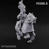 Lance Bearing Plumed Helmed Human Knight on Horseback B Miniature for Dungeons and Dragons, Pathfinder or other TTRPGs