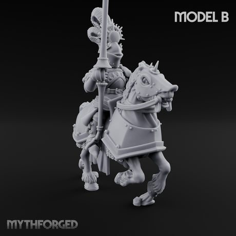 Lance Bearing Plumed Helmed Human Knight on Horseback B Miniature for Dungeons and Dragons, Pathfinder or other TTRPGs