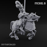Lance Bearing Plumed Helmed Human Knight on Horseback B Miniature for Dungeons and Dragons, Pathfinder or other TTRPGs